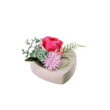 Arreglo floral artificial con rosas y allium EIVOR, maceta decorativa, rosa-rosa, 12 cm, Ø 17 cm Arreglo floral artificial con rosas y allium EIVOR, maceta decorativa, rosa-rosa, 12 cm, Ø 17 cm