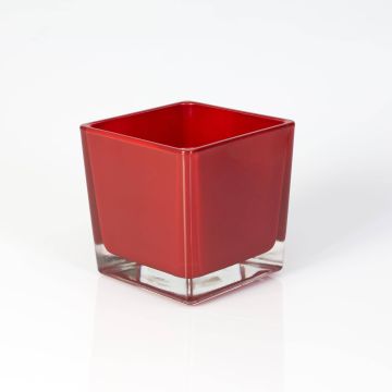 Cuadrado portavelas de cristal KIM EARTH, rojo, 10x10x10cm