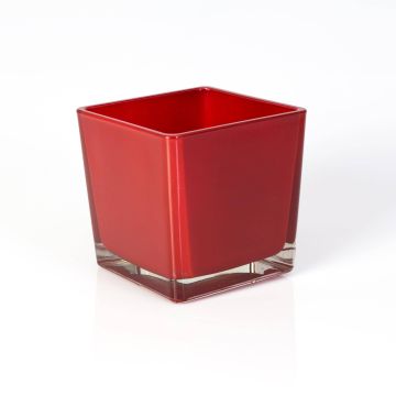 Gran portavelas de cristal KIM EARTH, rojo, 12x12x12cm