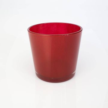 Jarrón redondo / maceta ALENA, rojo, 16cm, Ø17cm