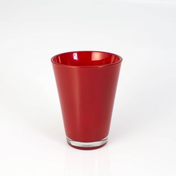 Jarrón cónico de cristal ANNA EARTH, rojo, 15cm, Ø 11cm