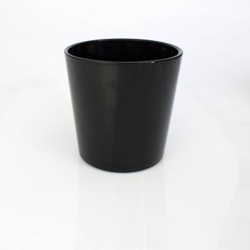 Gran vaso de cristal / maceta ALENA, negro, 19cm, Ø18,5cm