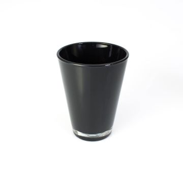Jarrón cónico de cristal ANNA EARTH, negro, 15cm, Ø 11cm