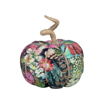 Calabaza decorativa AKUNA de algodón, hecha a mano, con motivo de pavo real, multicolor, Ø 13 cm Calabaza decorativa AKUNA de algodón, hecha a mano, con motivo de pavo real, multicolor, Ø 13 cm