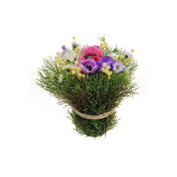 Arreglo floral decorativo con anémonas y margaritas IKAIA, multicolor, 19 cm, Ø 18 cm