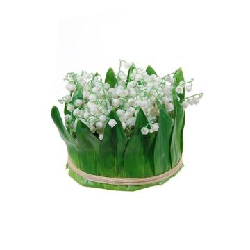 Arreglo floral artificial de lirios del valle IKENNA, blanco, 12 cm, Ø 16 cm