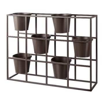 Separador de ambientes con plantas UTOPIA de metal con 6 macetas, marrón, 65x17x52cm Separador de ambientes con plantas UTOPIA de metal con 6 macetas, marrón, 65x17x52cm