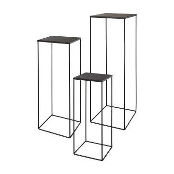 Soporte metálico para flores ULAAKA, 3 unidades, negro, 19x19x50cm, 22x22x60cm, 25x25x70cm Soporte metálico para flores ULAAKA, 3 unidades, negro, 19x19x50cm, 22x22x60cm, 25x25x70cm