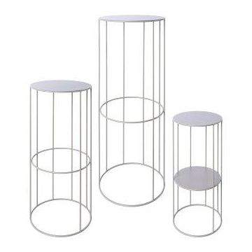 Mesa para flores de metal VAHDINA, 3 unidades, gris, 21x45cm, 24x57cm, 28x70cm Mesa para flores de metal VAHDINA, 3 unidades, gris, 21x45cm, 24x57cm, 28x70cm