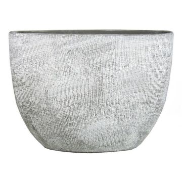 Macetero ovalado de cerámica AGAPE con grano, gris hormigón, 50x20x36cm