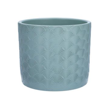 Maceta FERDINANTA con diseño, cerámica, azul claro mate, 12,3 cm, Ø 13,5 cm