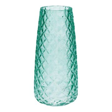 Jarrón de cristal AMALFRIED con diseño de rombos, turquesa, 21 cm, Ø 10 cm Jarrón de cristal AMALFRIED con diseño de rombos, turquesa, 21 cm, Ø 10 cm