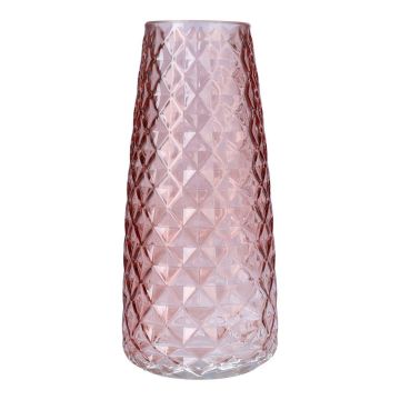Jarrón de cristal AMALFRIED con diseño de rombos, rosa antiguo, 21 cm, Ø 10 cm Jarrón de cristal AMALFRIED con diseño de rombos, rosa antiguo, 21 cm, Ø 10 cm