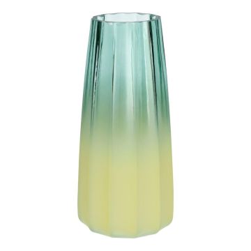 Jarrón de cristal AMALFRIED con estrías, azul y amarillo, 21 cm, Ø 10 cm Jarrón de cristal AMALFRIED con estrías, azul y amarillo, 21 cm, Ø 10 cm