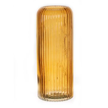 Jarrón ALBURGIS con estrías, cristal, naranja transparente, 25 cm, Ø 10 cm Jarrón ALBURGIS con estrías, cristal, naranja transparente, 25 cm, Ø 10 cm