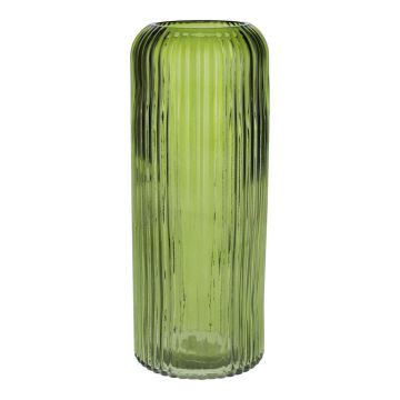 Jarrón ALBURGIS con estrías, cristal, verde-transparente, 25 cm, Ø 10 cm Jarrón ALBURGIS con estrías, cristal, verde-transparente, 25 cm, Ø 10 cm