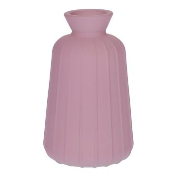 Botella decorativa de cristal TATIANA con estrías, malva mate, 11 cm, Ø 6,5 cm Botella decorativa de cristal TATIANA con estrías, malva mate, 11 cm, Ø 6,5 cm