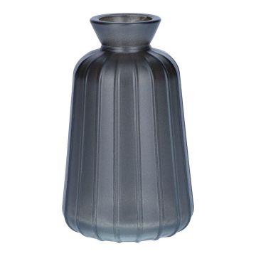 Botella de cristal decorativa TATIANA con estrías, gris metalizado, 11 cm, Ø 6,5 cm Botella de cristal decorativa TATIANA con estrías, gris metalizado, 11 cm, Ø 6,5 cm