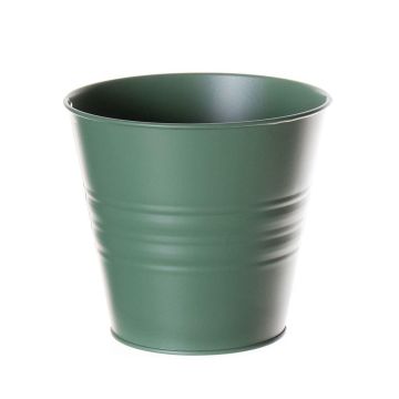Maceta redonda de zinc MICOLATO con ranuras, verde pátina, 12cm, Ø13,5cm