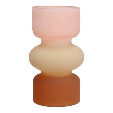 Florero de colores NEVOLINKI, vidrio, rosa-beige-marrón-mate, 18cm, Ø10,5cm