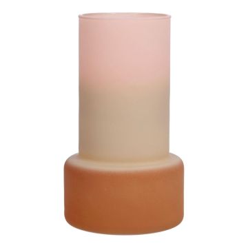 Jarrón de cristal NULAILA, rosa-beige-marrón-mate, 17cm, Ø10cm
