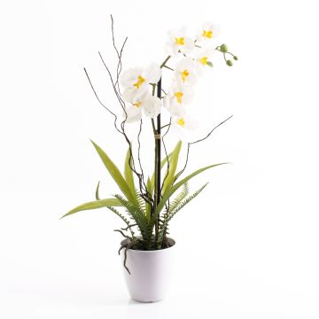 Orquídea Phalaenopsis de plástico MELINA en maceta decorativa, blanca, 65 cm
