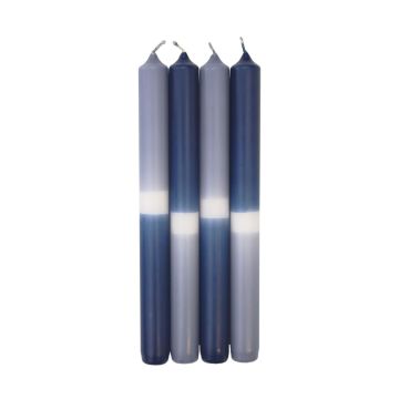 Velas de palo Dip Dye LISSITA, 4 unidades, gris azulado-azul oscuro, 25cm, Ø2,3cm, 11h Velas de palo Dip Dye LISSITA, 4 unidades, gris azulado-azul oscuro, 25cm, Ø2,3cm, 11h