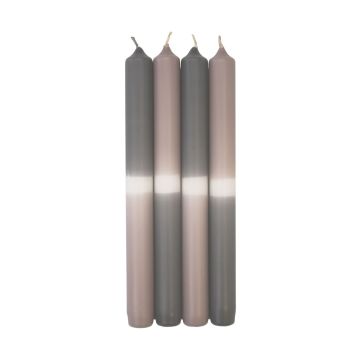 Velas de palo Dip Dye LISSITA, 4 unidades, gris-plata grisáceo, 25cm, Ø2,3cm, 11h Velas de palo Dip Dye LISSITA, 4 unidades, gris-plata grisáceo, 25cm, Ø2,3cm, 11h