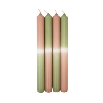 Velas de palo Dip Dye LISSITA, 4 unidades, verde claro-salmón, 25cm, Ø2,3cm, 11h Velas de palo Dip Dye LISSITA, 4 unidades, verde claro-salmón, 25cm, Ø2,3cm, 11h
