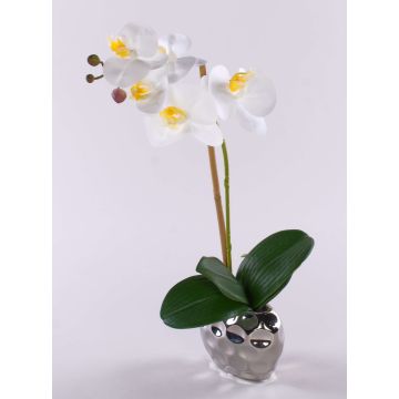 Flor artificial de orquídea Phalaenopsis EMILIA, maceta de cerámica, blanca, 45 cm