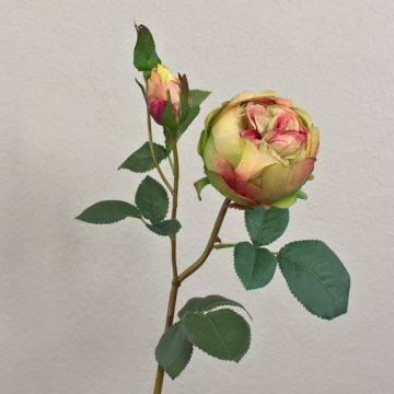 Rosa de col artificial MIRETTA, verde-burdeos, 60 cm, Ø 3-9 cm Rosa de col artificial MIRETTA, verde-burdeos, 60 cm, Ø 3-9 cm