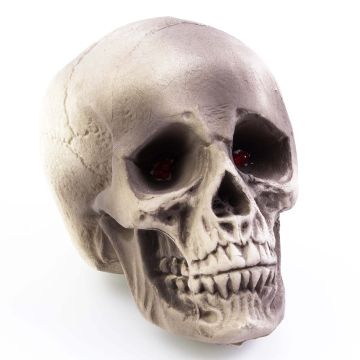 Calavera de Halloween MATTY, beige-gris, LEDs, 21x15x16cm