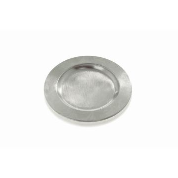 Portavelas redondo GREGORIA de metal, para velas de Ø8-10 cm, color plata, Ø14 cm