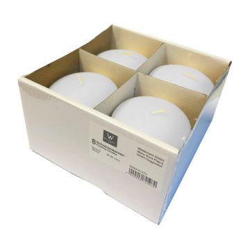 Vela flotante ORNELLA, blanca, 2,8cm, Ø8cm, 8h