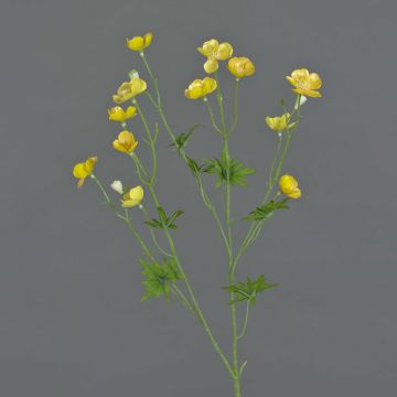 Ranúnculo artístico NORA, amarillo, 70cm, Ø2-3cm