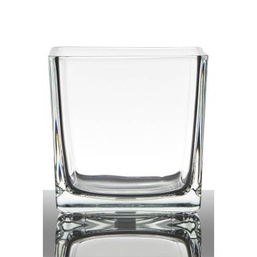 Maceta KIM EARTH, cubos/cuadrado, transparente, 14x14x14cm