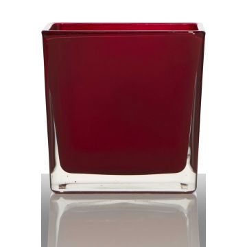Maceta KIM EARTH, cubos/cuadrado, roja, 14x14x14cm