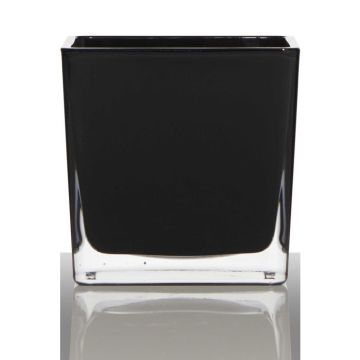 Portavelas KIM EARTH de cristal, negro, 10x10x10cm