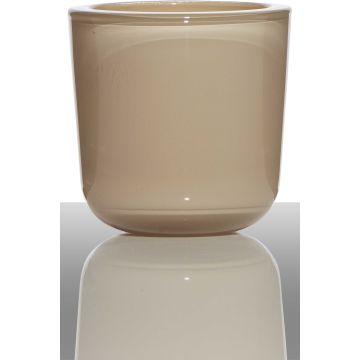 Portavelas NICK, cilíndrico/redondo, beige, 7,5cm, Ø7,5cm