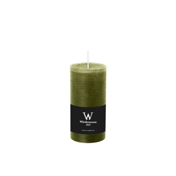 Vela de pilar / Vela de cera AURORA, verde oliva, de 12 cm, Ø5,8cm, 42h - Hecho en Alemania Vela de pilar / Vela de cera AURORA, verde oliva, de 12 cm, Ø5,8cm, 42h - Hecho en Alemania