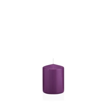 Vela votiva / vela de pilar MAEVA, violeta, 8cm, Ø6cm, 29h - Hecho en Alemania