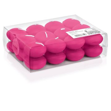 Conjunto de 24 velas flotantes / velas de t&eacute; ORNELLA, rosa, 2,8cm, &Oslash;4,5cm, 4h