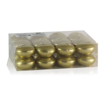 Conjunto de 24 velas flotantes / velas de té ORNELLA, dorado, 2,8cm, Ø4,5cm, 4h