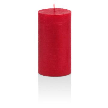 Vela de columna / Vela de Navidad MATHILDA, rojo rubí, 10 cm, Ø6,8cm, 45h - Hecho en Alemania