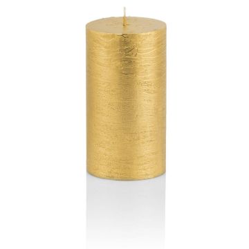 Vela de columna / Vela de Navidad MATHILDA, oro, 12cm, Ø5,8cm, 45h - Hecho en Alemania
