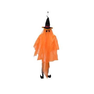 Figura decorativa de Halloween «JEGOR» (fantasma) con sombrero de bruja, LED, naranja, 150 cm Figura decorativa de Halloween «JEGOR» (fantasma) con sombrero de bruja, LED, naranja, 150 cm