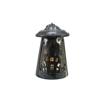 Linterna decorativa de Halloween / Lámpara COSMO con portavelas, casa encantada, 23 cm Linterna decorativa de Halloween / Lámpara COSMO con portavelas, casa encantada, 23 cm