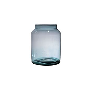 Jarrón MARTITA de cristal, reciclado, azul-transparente, 25cm, Ø19cm