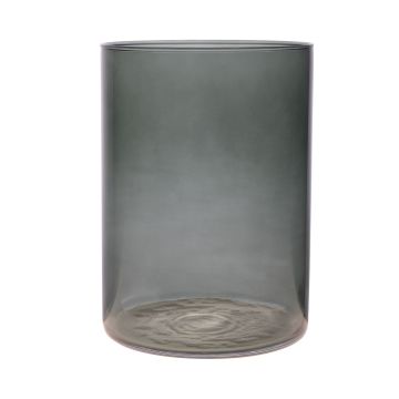 Jarrón cilíndrico de cristal SANYA EARTH, gris oscuro-transparente, 25cm, Ø18cm
