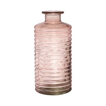 Botella decorativa de cristal STUART con ranuras, rosa pálido-transparente, 31cm, Ø14,5cm